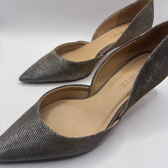 Talbots D'Orsay Black Gold Shimmer Pumps Kitten Heel Sz 7 - Picture 1 of 8